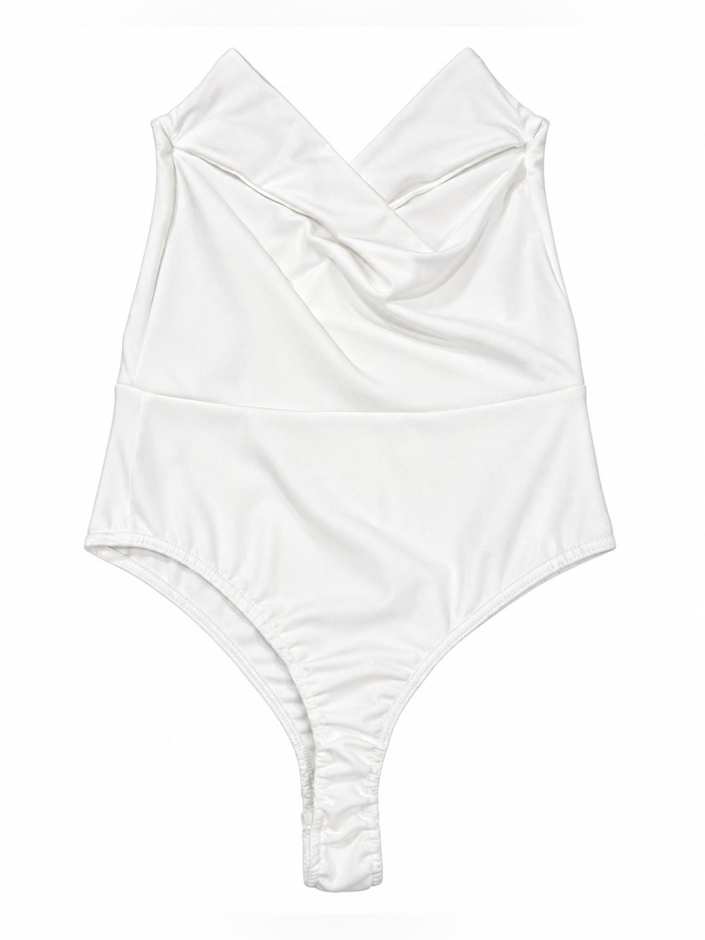 PrettyLittleThing white wrap-front bodysuit, size US 6, new with tags.